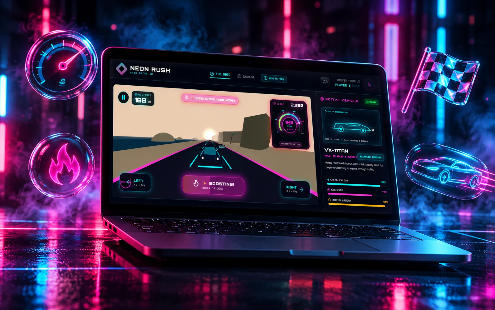 Neon Car Racing project preview by Rachit Sharma